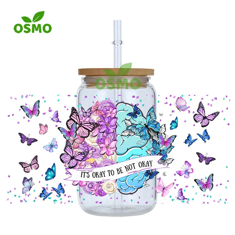 Osmo Wholesale Ready to Transfer UV Dtf Cup Wraps Cafecito 16oz Libbey Glass Can Wraps Transfers Sticker Decals