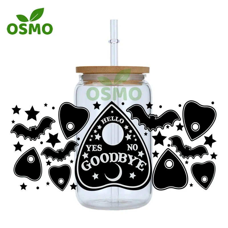 Osmo Wholesale Ready to Transfer UV Dtf Cup Wraps Cow 16oz Libbey Glass Can Wraps Transfers Sticker Decals