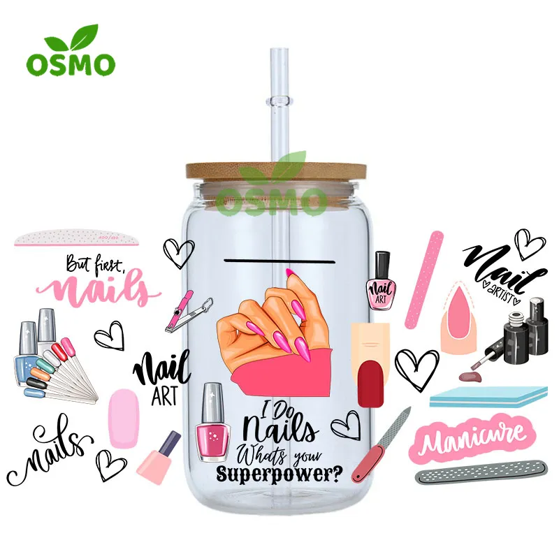 Osmo Wholesale Ready to Transfer UV Dtf Cup Wraps Teacher Life 16oz Libbey Glass Can Wraps Transfers Sticker Decals