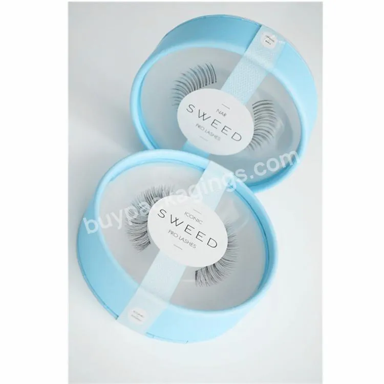Own Brand Makeup Supplies Round Circle False Eyelash Packaging Boxes for Fake Synthetic Lashes Private Label Paperboard Stamping