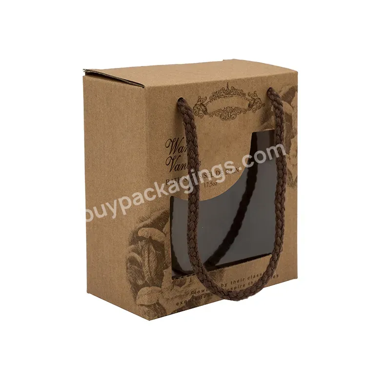 Packaging Corrugated Box With Rope Handle Strong Kraft Paper Logo Printing Disposable Uv Coating Varnishing Embossing Stamping - Buy Corrugated Box With Rope Handle,Packaging Corrugated Box,Kraft Paper Packaging Box.