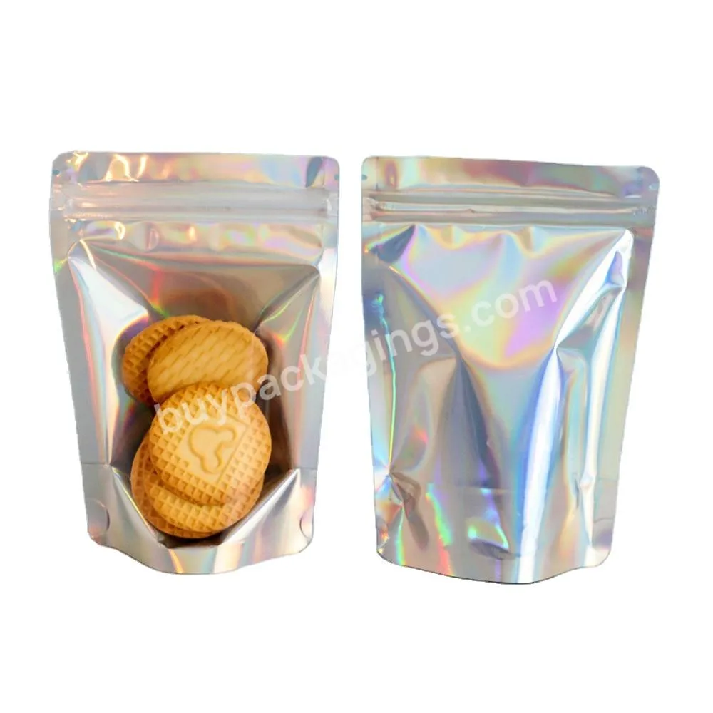 Packaging Holographic Stand up Pouch Packaging Ziplock Bag transparent bag