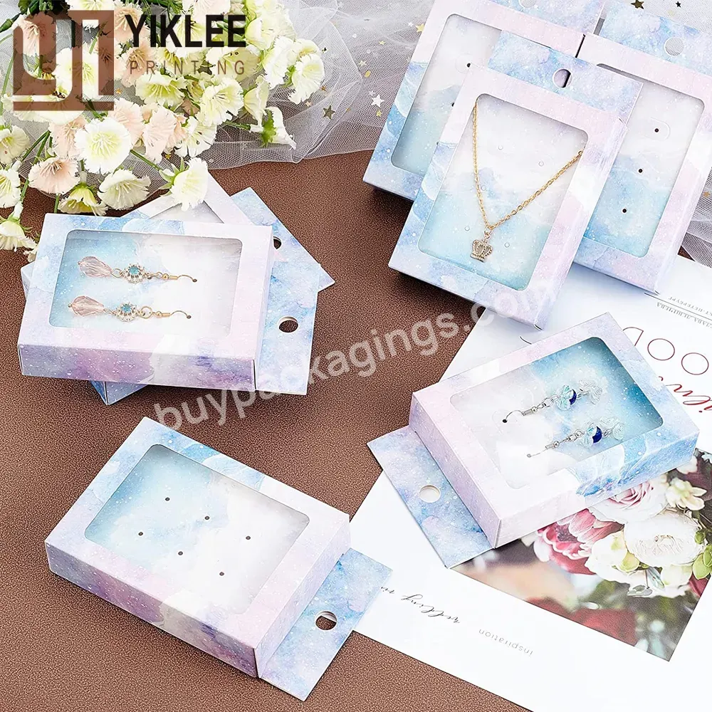 Packaging Rectangle Wrapping Box Earring Jewelry Necklaces Pendants Jewelry Display Box Paper Kraft Gift Boxes With Clear Window - Buy Paper Kraft Gift Boxes With Clear Window,Earring Jewelry Necklaces Pendants Jewelry Display Box,Rectangle Wrapping