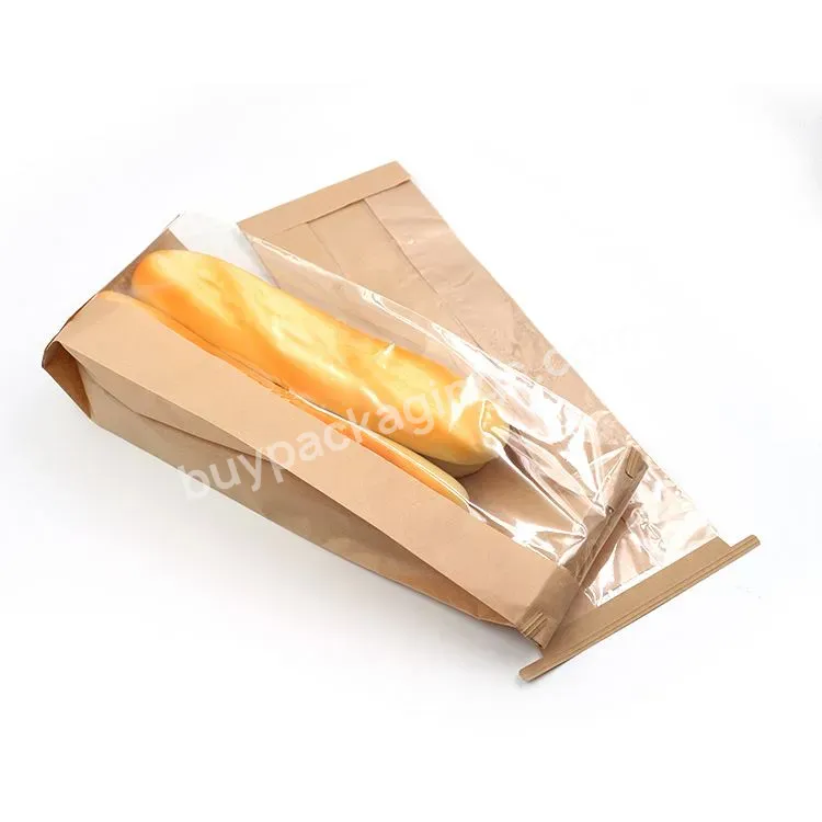 Paper Bag With Window White Greaseproof French Roll Plastic Kraft Paper Bakery Bag Bread Paper Packaging Bag Flexo Printing - Buy White Paper Bag,Bread Bag With Window,Plastic Bread Bag With Window.
