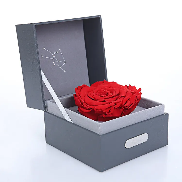 paper packing single flower preserved roses in gift box