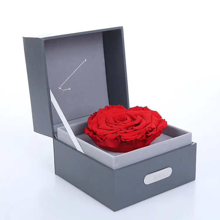 paper packing single flower preserved roses in gift box