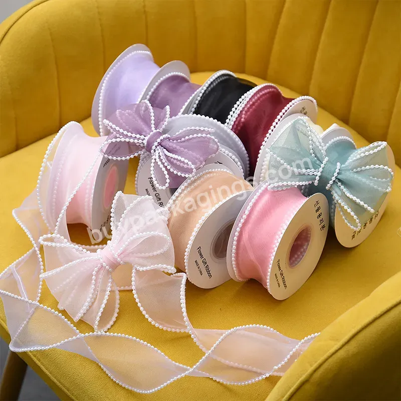 Pearl Fishtail Yarn With Flower Ribbon Packaging Flower Shop Gift Baking Packaging Ribbon Bow Diy - Buy Pearl Fishtail Ribbon,Flower Ribbon Packing,Pearl Fishtail Yarn Ribbon Flower Packaging Ribbon Florist Gift Baking Packaging Ribbon Bow Diy.