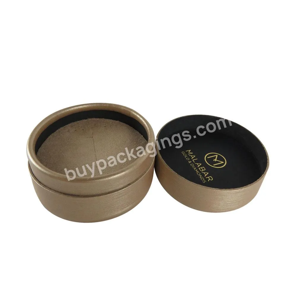 personalised texture craft paper round box jewelry organizer case ring boxes jewellery packaging