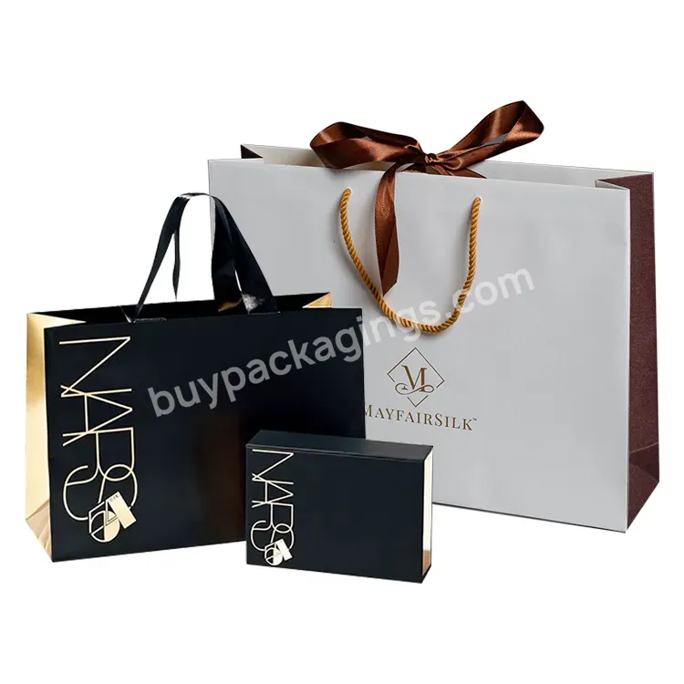 Personality Custom Printed Black Luxury Brand Retail Shopping Perfume Packaging Clothing Paper Bag With Logo - Buy Clothing Paper Bag,Clothing Shopping Bags,Paper Clothing Shopping Bag.
