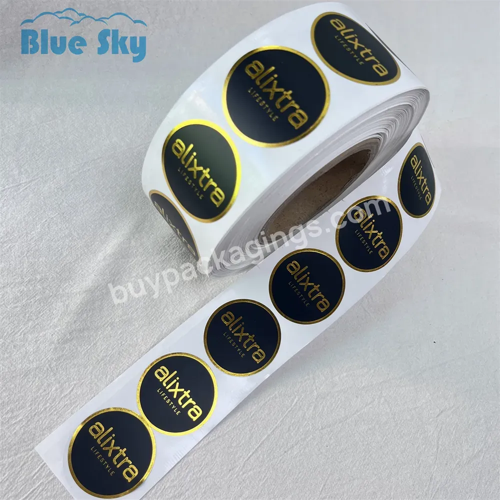 Personalized Customized Roll Self-adhesive Sticker Paper Gold Stamping Round Label Roll With Logo - Buy Sticker With Gorgeous Logo,Custom Self-adhesive Sticker With Your Logo,Custom Printed Logo Stickers Paper Roll.