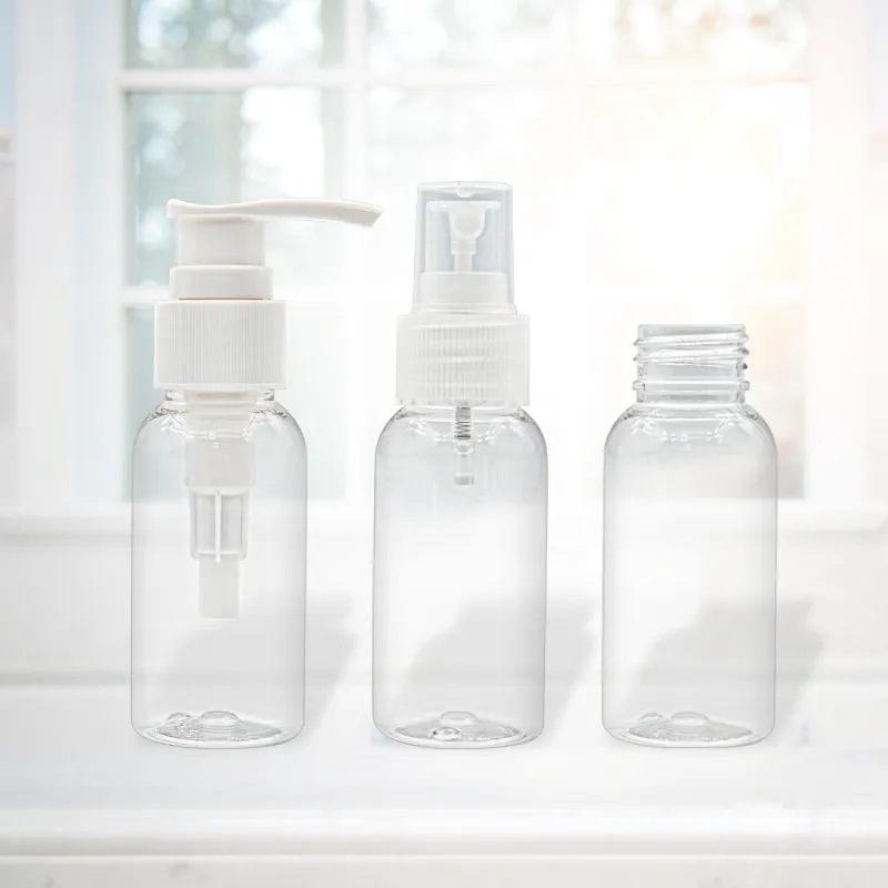 PET 60ML Liquid Soap Packaging Bottle 24mm Caliber Transparent Round Shape Sprays Bottle Skin Care Lotion Empty Bottle Wholesale