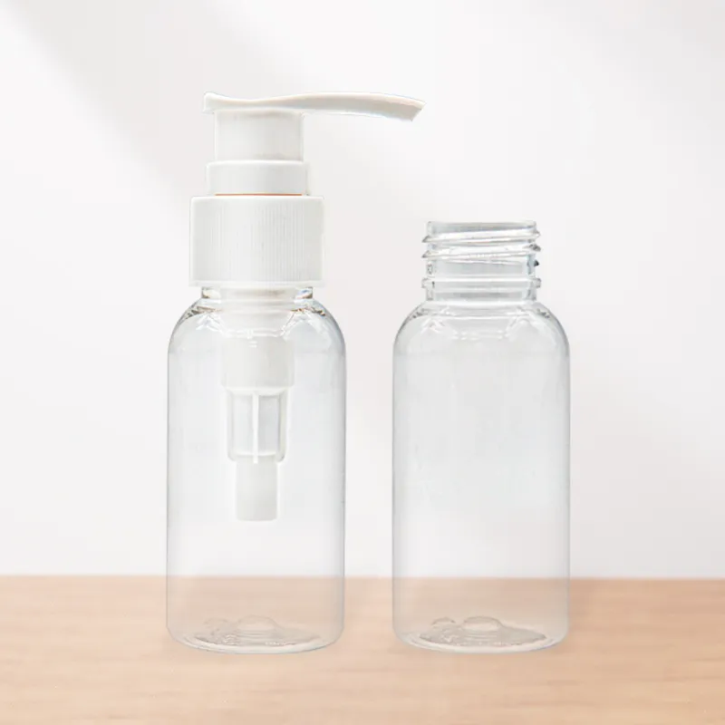 PET 60ML Liquid Soap Packaging Bottle 24mm Caliber Transparent Round Shape Sprays Bottle Skin Care Lotion Empty Bottle Wholesale