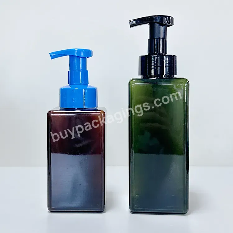 Pink Black Green Pet Square Liquid Soap Dispenser Foaming Face Wash Bottle Cleanser White Foam Pump 500ml For Shampoo