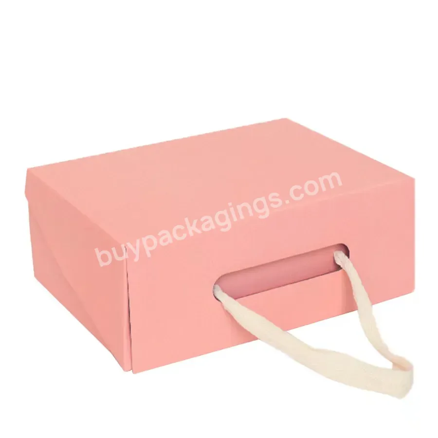 Pink Custom Logo Corrugated Box Luxury Mailer Box Packaging Gift Boxes With Silk Handle - Buy Shoe Box,Luxury Gift Box With Handle,Pink Gift Boxes.