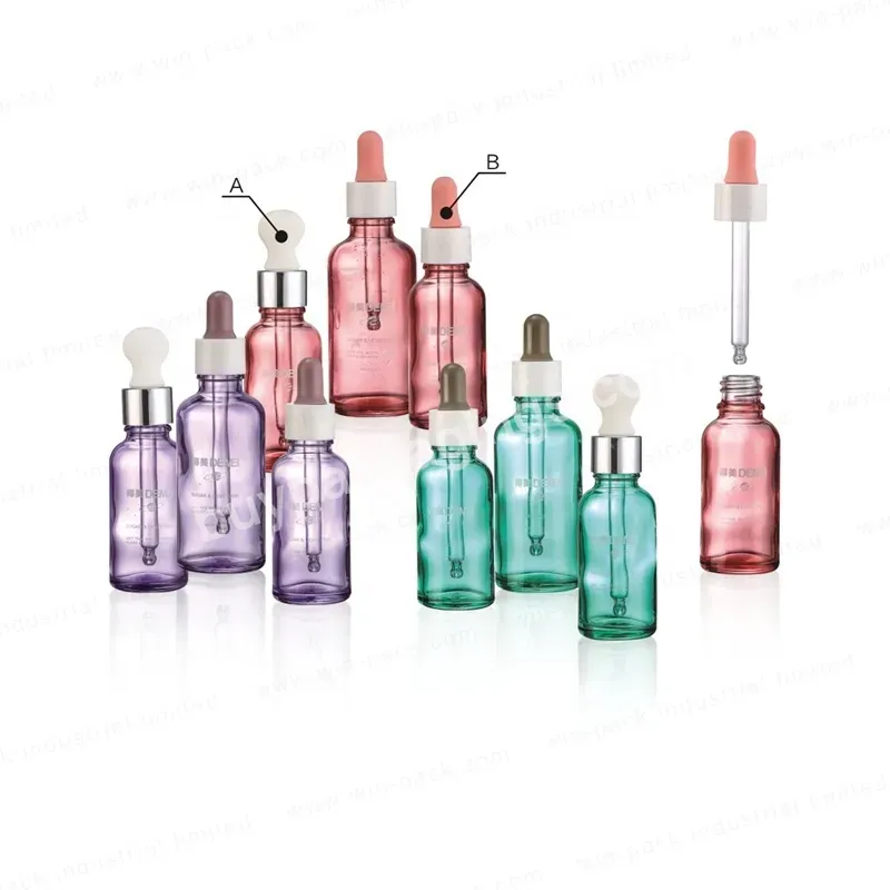Pink Purple Transparent Glass Serum Bottle With White Dropper Lid 30ml 50ml - Buy Serum Bottle,Glass Bottle,Dropper Bottle 50ml.