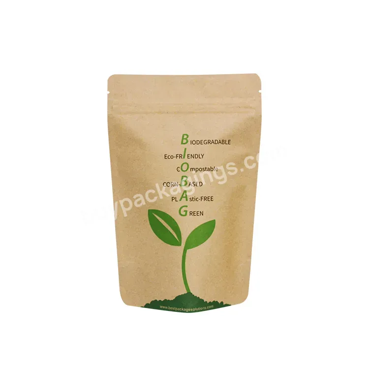 Pla Pouch Compostable Bags Producto Biodegradable Kraft Paper Doypack Snack Food Stand Up Bag - Buy Pla Pouch,Biodegradable Doypack,Producto Biodegradable.