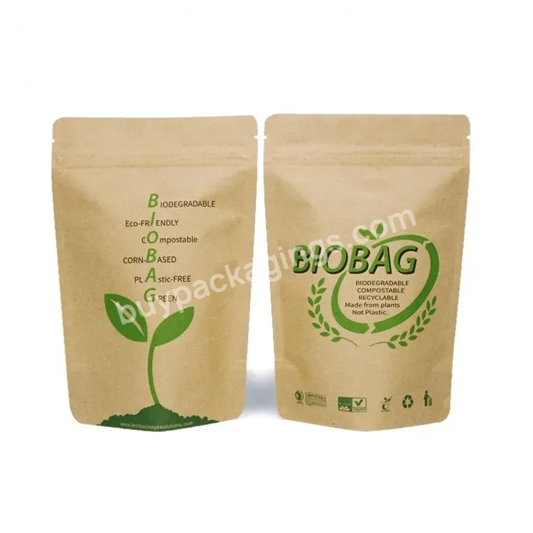 Pla Pouch Compostable Bags Producto Biodegradable Kraft Paper Doypack Snack Food Stand Up Bag - Buy Pla Pouch,Biodegradable Doypack,Producto Biodegradable.