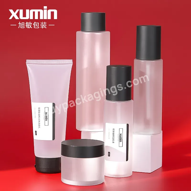 Plastic 50g Cream Jar 100 Ml Frosted Spray Bottle And 100ml Squeeze Tube And 200ml Lid Bottle Frosted Lotion Skin Care Packing