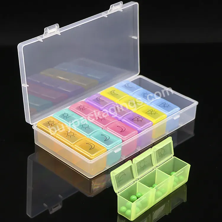 Plastic 7 Day Pill Case Weekly Medicine Box Colorful Pill Box Medicine Box Pill Organizer Vitamin Organizer Medicine Reminder