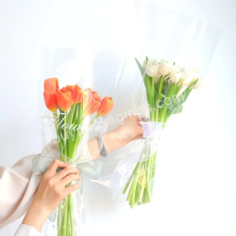 Plastic Cellophane Paper Glassine Thin Film Flower Wrapping Paper With Flower Life Letter Printing