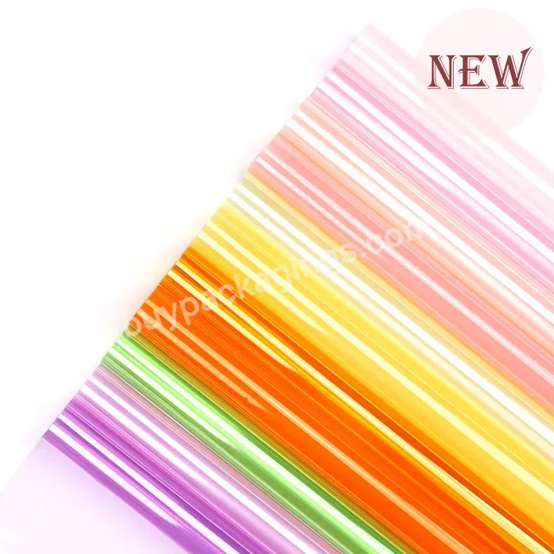 Plastic Cellophane Paper Waterproof Glassine Flower Bouquet Wrapping Paper Sheet Glitter Pure Colorful Film