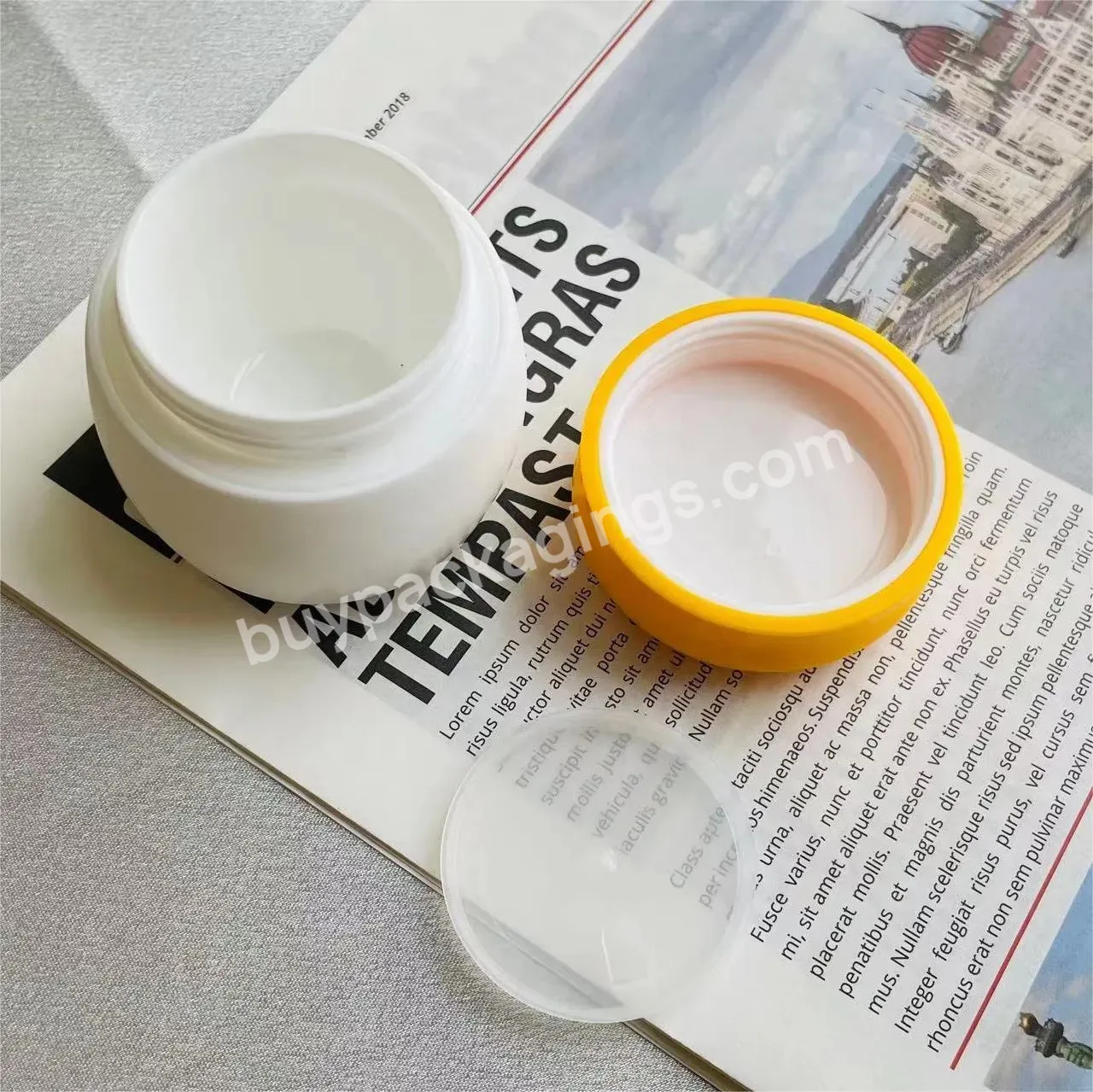 Plastic Empty Cosmetics Container Lotion Round Plastic Jars With Lids For Face Cream 30ml - Buy Cream Jar,Plastic Jars And Lids,Plastic Jar With Yellow Lid.
