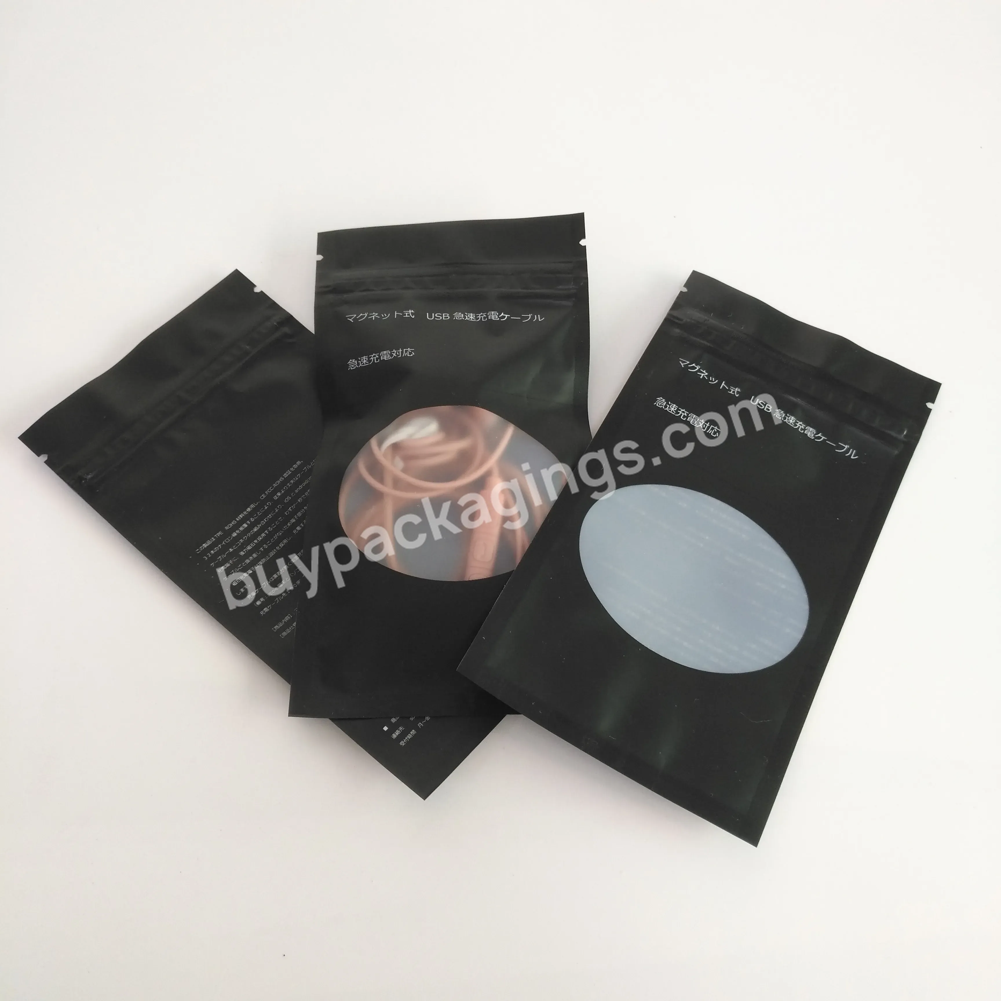 Plastic Three Side Ziplock Bag With Euro-slot For Packaging Cable/usb Cable Charger Plastic Zipper Package Bag - Buy Cable Charger Packaging Bags,Zip Lock Bags,Cable Bags.