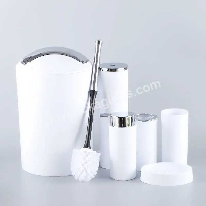 Plastic Wash Toilet Brush Trash Bin Set White Toilet Modern Bath Accessories - Buy Toilet Modern Bath Accessories,Plastic Wash Toilet Brush Trash Bin Set,6 Pieces Bathroom Accessories Set.