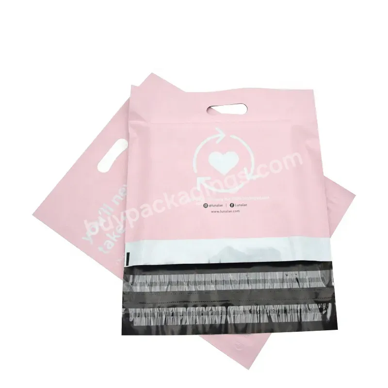 Poly Mailers Handle Double Sealing Tape Recycle Mailing Bags With Printing Plastic Mail Packaging Custom Logo For Clothing - Buy Mailing Custom Logo Plastic Poly Bags For Clothes,Eco Friendly Double Tape Poly Pink Mail Envelope Courier Package Bag,Pl