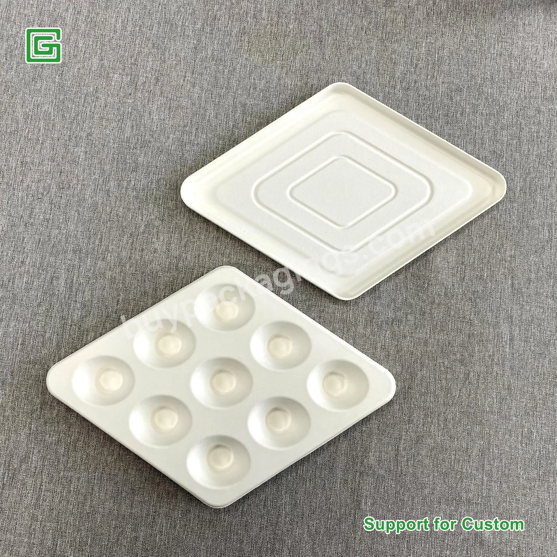 Popular Design Wet Press Embossing Foil Stamping Bagasse Cosmetics Paper Molded Pulp Box Packaging