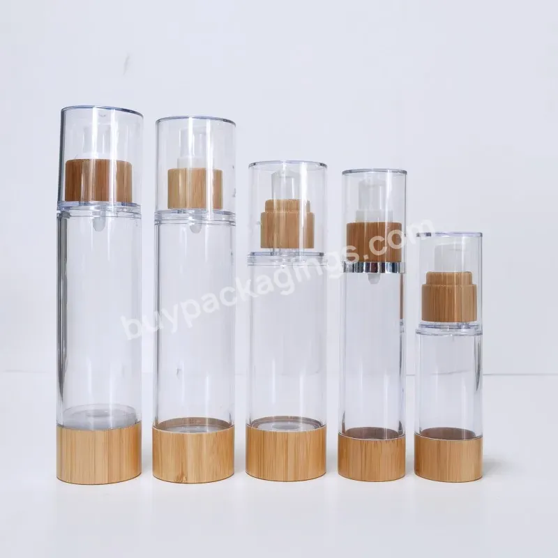 Popularempty Cosmetic Emulsion Eye Cream Containers 30ml 50ml 100ml 120ml Bamboo Lotion Pump Airless Bottles - Buy Bamboo Airless Lotion Pump Bottles,Eye Cream Containers Airless Bottles,Airless Pump Bottle.