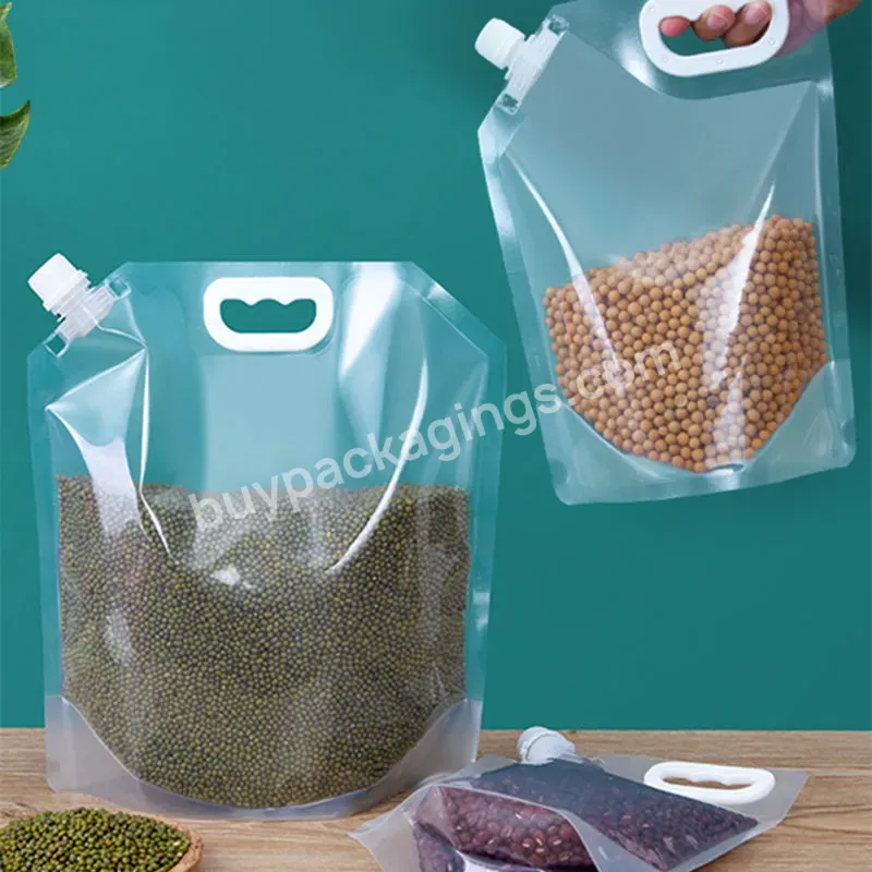 Portable Folding Water Bag Liquid Outdoor Transparent Beer Drinking Juice Drink Portable Spout Pouch Clear Plastic Bag