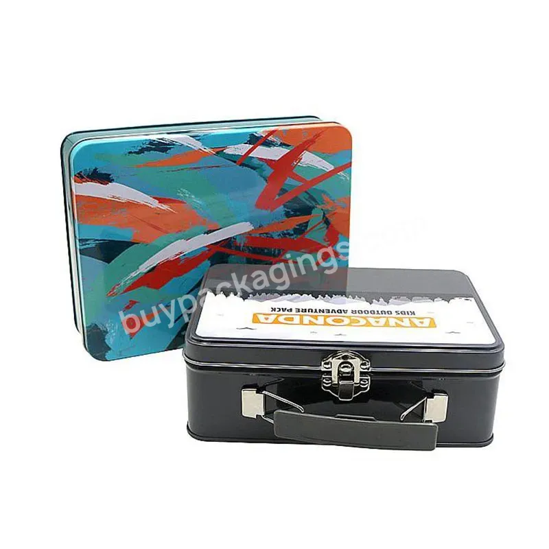 Premium Lunch Tin Box Logo Custom Gift Package Lunch Tin Can Cookies Storage Metal Container With Handle And Lock For Kids - Buy Tin Box Packaging With Handle,Tin Box Logo Custom,Cookies Storage Metal Container.