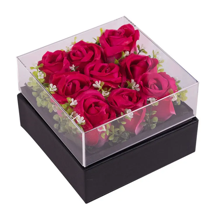 Printed Clear PVC Lid Top Square Flower Boxes