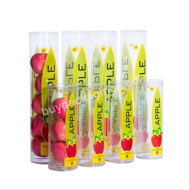 Printed Customized Recycled Pet Round Box For Fresh Fruit Apple Container,Recyclable Plastic Apple Tube Packaging Cylinder - Buy Plastic Cylinder Tube,Fruit Tube Packaging,Fresh Apple Container.
