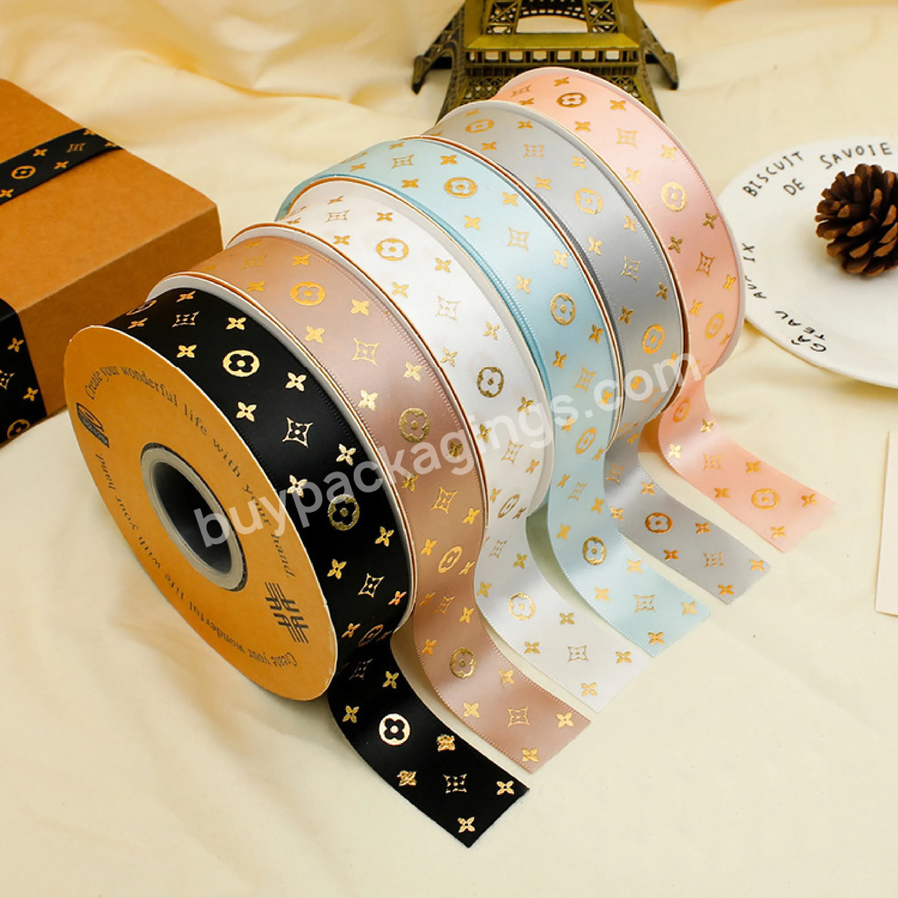 Printed Ribbon Gilded Ribbon Floral Flower Gift Bouquet Wrapping Paper Diy Material Ribbon