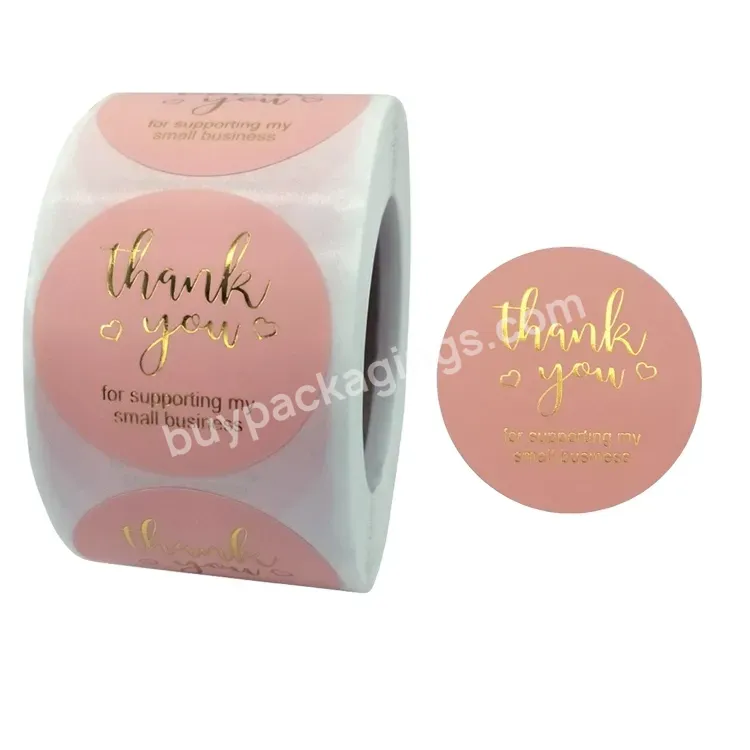 Printing Pink Foil Gold Adhesive Thank You Sealing Sticker Gift Decorations Roll Label Sticker - Buy Roll Of Pink Hot Stamping Thanks To Stickers Non-film Pack Of Stickers Envelopes/holiday Gift Decorations,High Quality Packaging Labels Clear Vinyl R