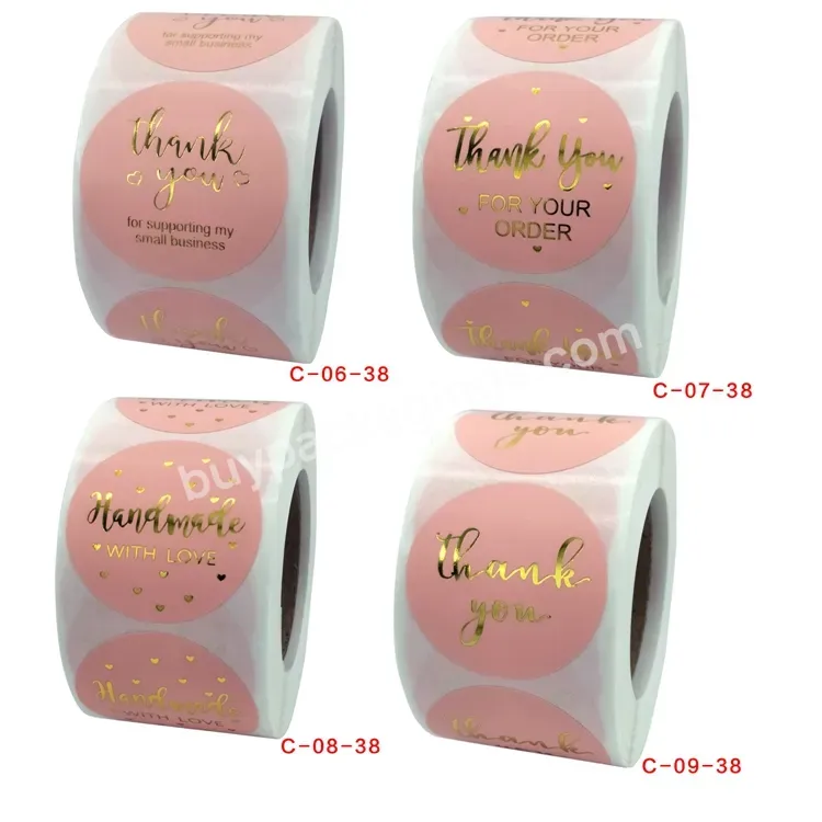 Printing Pink Foil Gold Adhesive Thank You Sealing Sticker Gift Decorations Roll Label Sticker - Buy Roll Of Pink Hot Stamping Thanks To Stickers Non-film Pack Of Stickers Envelopes/holiday Gift Decorations,High Quality Packaging Labels Clear Vinyl R