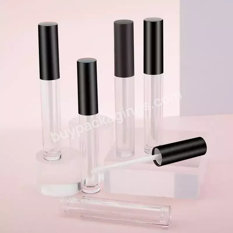 Private Label Custom Logo Packaging Cute Empty Round Lipstick Lipgloss Containers Lip Oil Stick Tubes 5ml With Black Top - Buy 10 Ml Empty Matte Black White Silver Pink Slim Gold Lip Gloss Containers Tube 10ml Packaging With Wands Luxury Lipgloss Tub