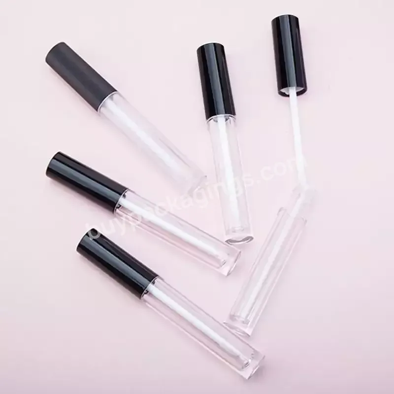 Private Label Custom Logo Packaging Cute Empty Round Lipstick Lipgloss Containers Lip Oil Stick Tubes 5ml With Black Top - Buy 10 Ml Empty Matte Black White Silver Pink Slim Gold Lip Gloss Containers Tube 10ml Packaging With Wands Luxury Lipgloss Tub