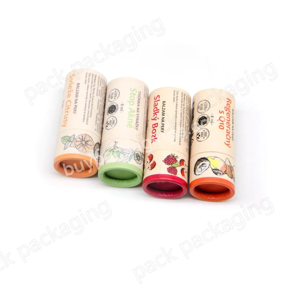 Pro-environment Friendly Biodegradable Lipstick Paper Tube Matt Wholesale Paper Lip Balm Tubes Cosmetic Products Round Box