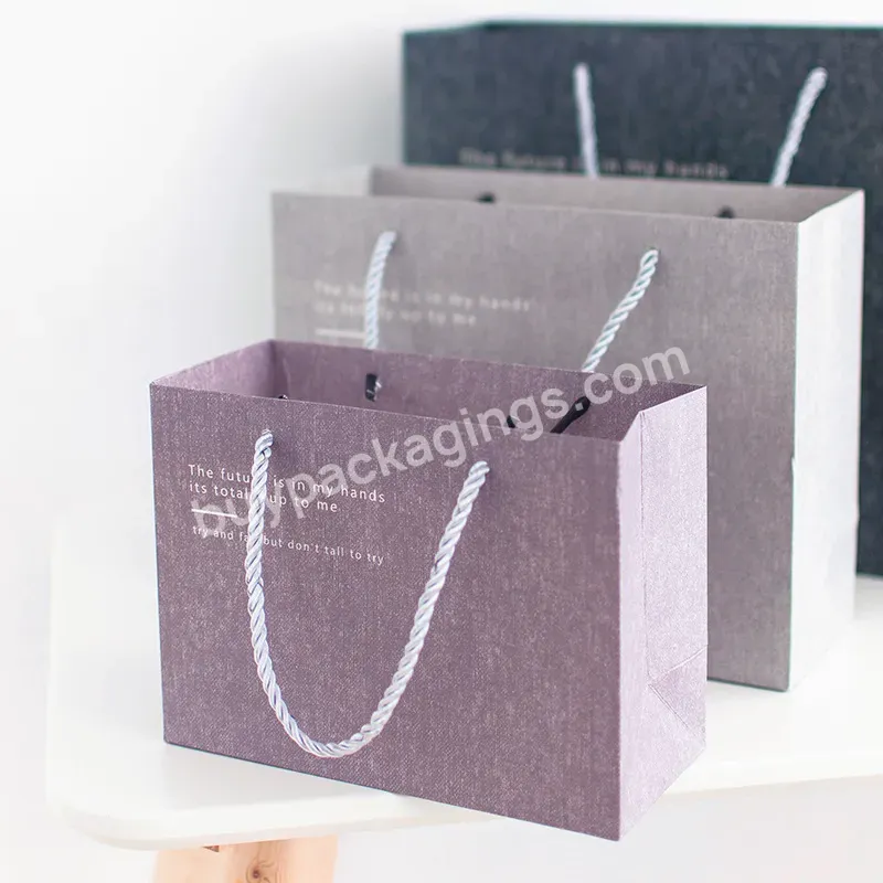 Promotion Custom Simple Classic Packing Recycle Winding Birthday Wedding Gift Craft Paper Bag Packaging Bag