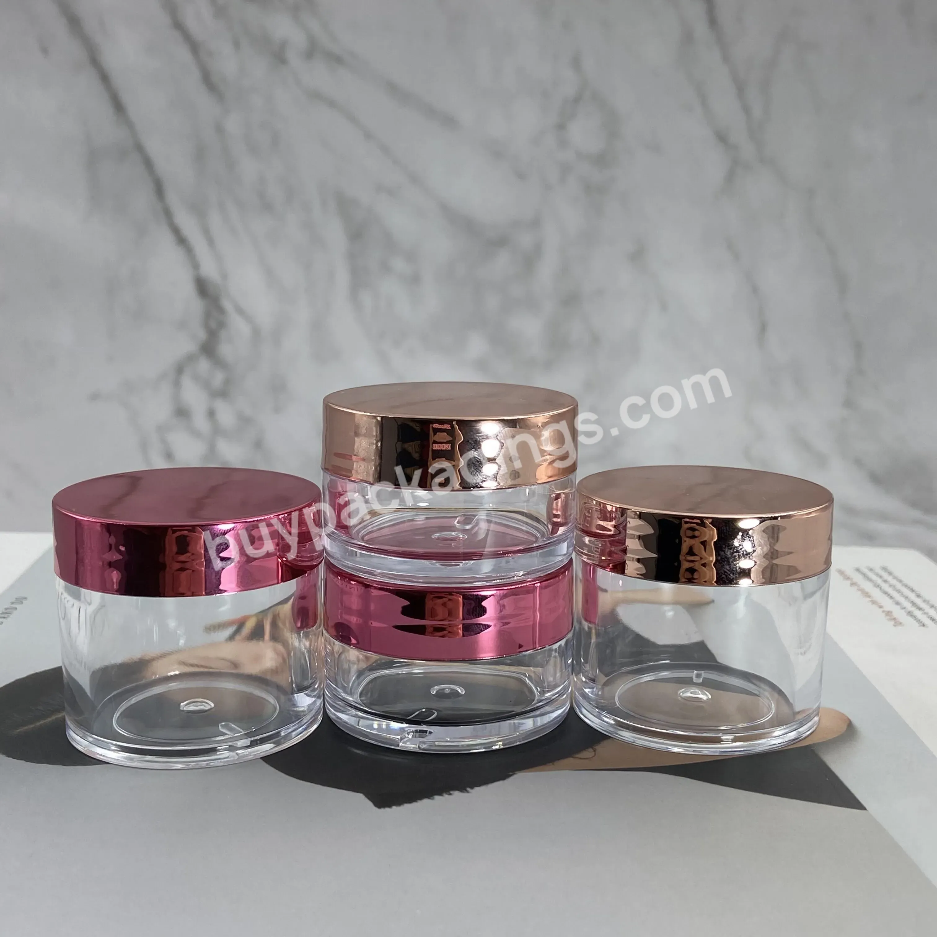 Promotional 20g 30g 1oz Ps Clear Empty Plastic Small Mini Cosmetic Jars Packaging Container Cream Jar With Rosegod Silver Pink