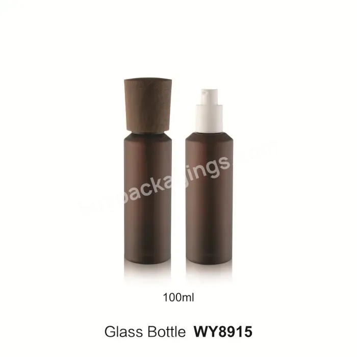 Pump Lotion Bottle Essential Oil,Skin Care Cream Unique Cosmetic Glass Wooden Fancy Luxury Screen Printing 100ml With Black - Buy Skincare Spray Bottle Serum Bottle Packaging Glass Bottle Packaging Cosmetic Bottles,Cosmetic Serum Bottle Skincare Bott