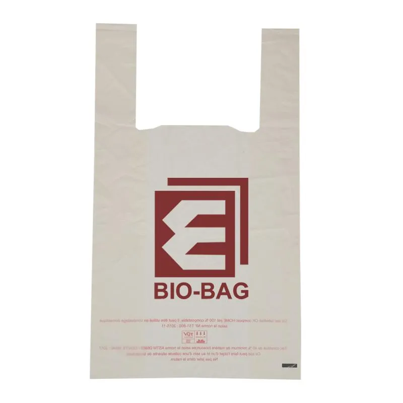 Punch Handle Corn Starch Shoppers Compostable En13432 Supermarket Door Knob Carrier Grocery Biodegradable Plastic Carry Bags