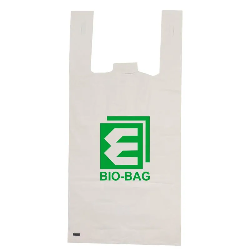 Punch Handle Corn Starch Shoppers Compostable En13432 Supermarket Door Knob Carrier Grocery Biodegradable Plastic Carry Bags