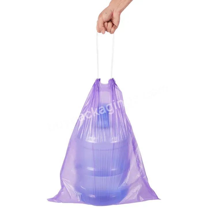 Purple Color Kitchen Waste Drawstring Trash Bag Medium Scented Garbage Bags For Household - Buy Scented Garbage Bags,Kitchen Trash Bag,Waste Bag.