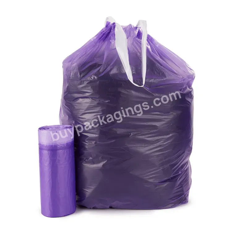 Purple Color Kitchen Waste Drawstring Trash Bag Medium Scented Garbage Bags For Household - Buy Scented Garbage Bags,Kitchen Trash Bag,Waste Bag.