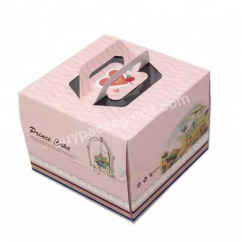 Pvc Windows Birthday Cupcake Packaging Paper Cake Box With Handle - Buy Cake Boxes With Windows,Cake Box With Transparent Windows,Birthday Cake Packaging Box.