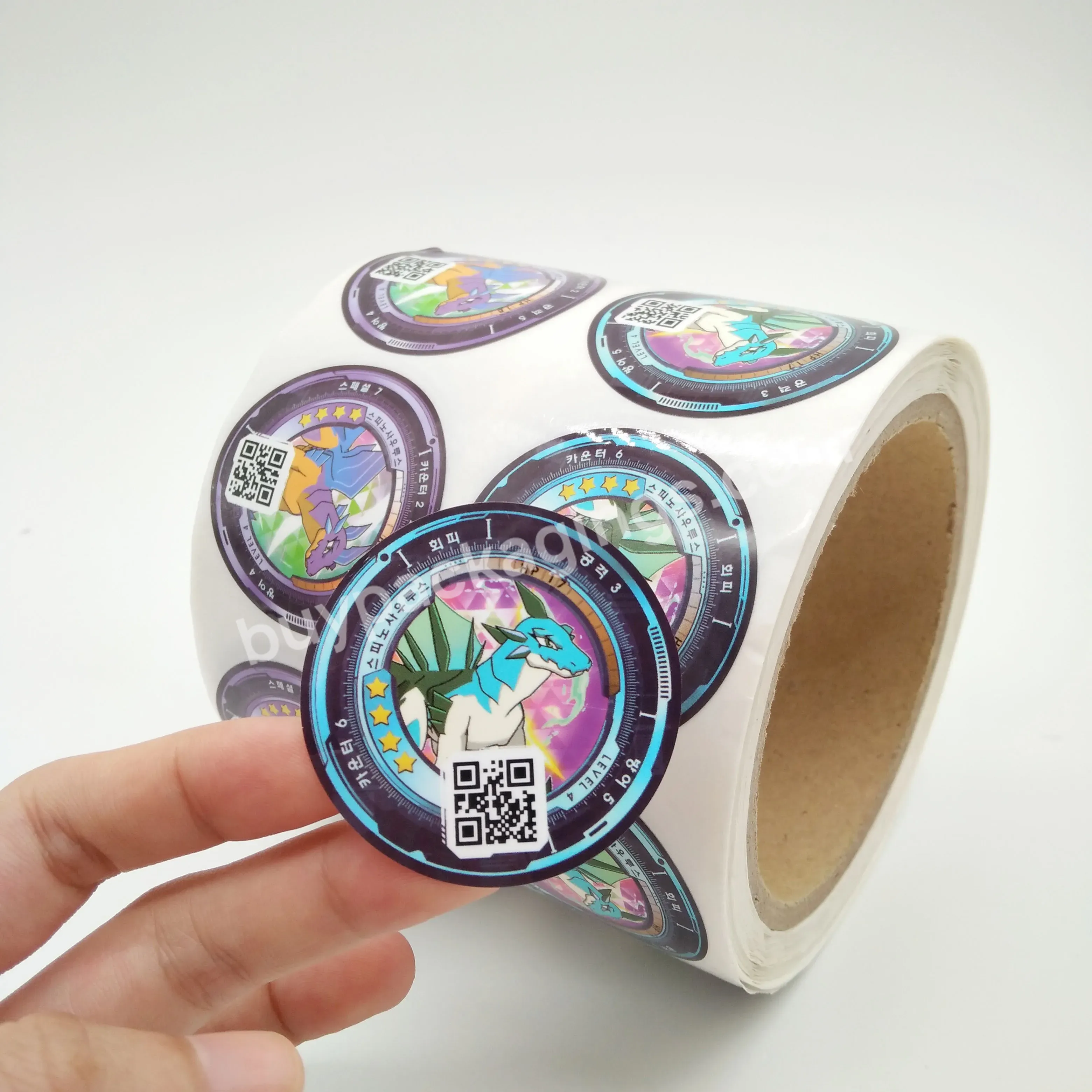 Qr Code And Serial Number Printing Adhesive Hologram Foiled Stickers Label